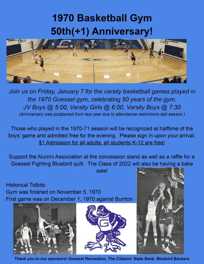 Goessel USD 411 1970 Goessel Gymnasium 50th Anniversay Reunion